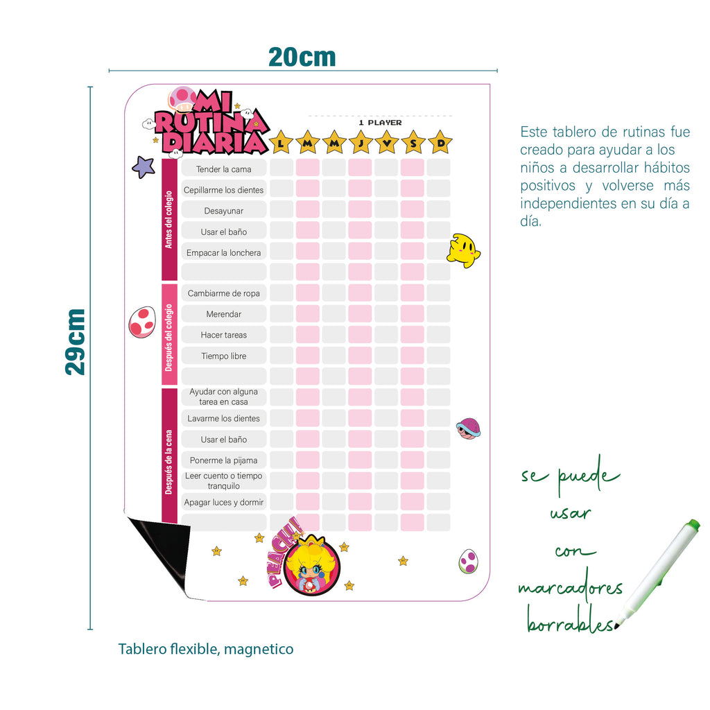 Rutina Diaria Magnética para Niños - Tablero recompensas