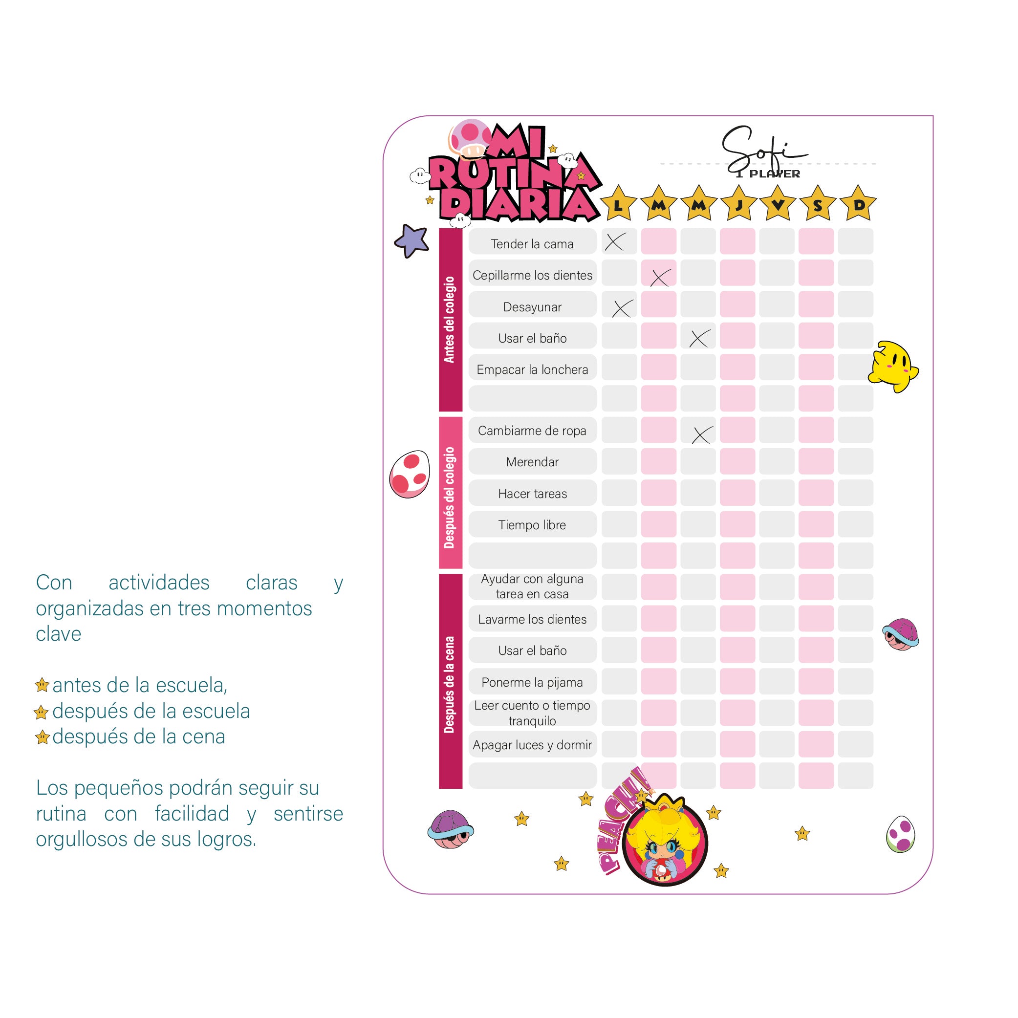 Rutina Diaria Magnética para Niños - Tablero recompensas