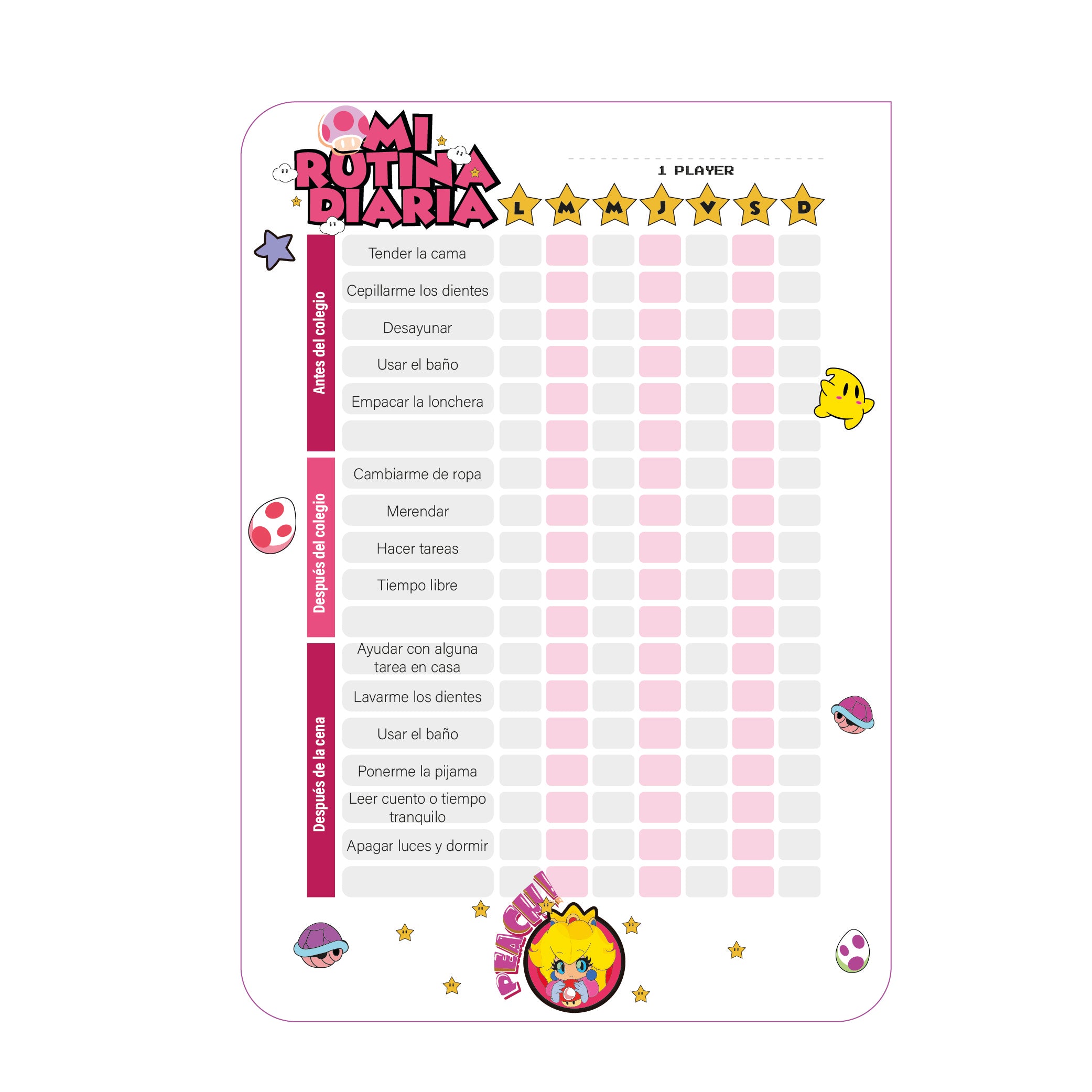 Rutina Diaria Magnética para Niños - Tablero recompensas