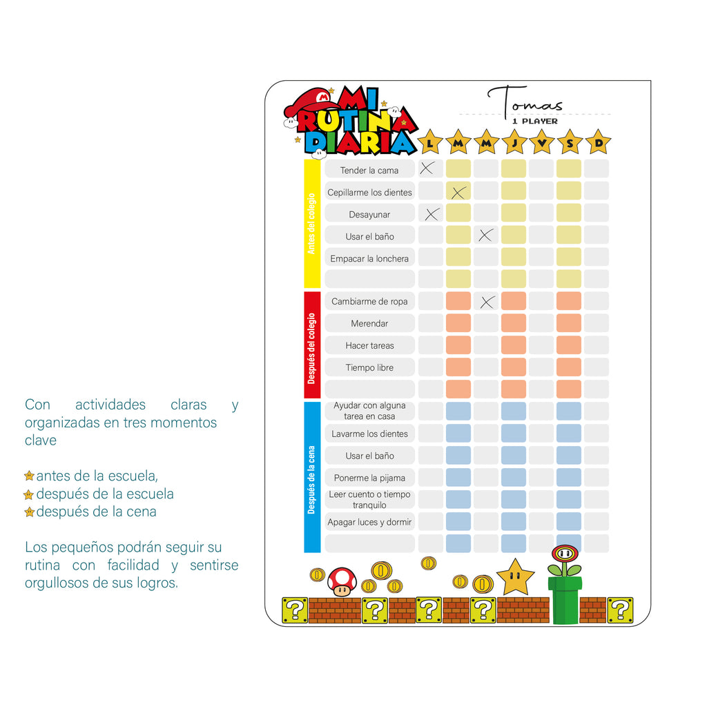 Rutina Diaria Magnética para Niños - Tablero recompensas