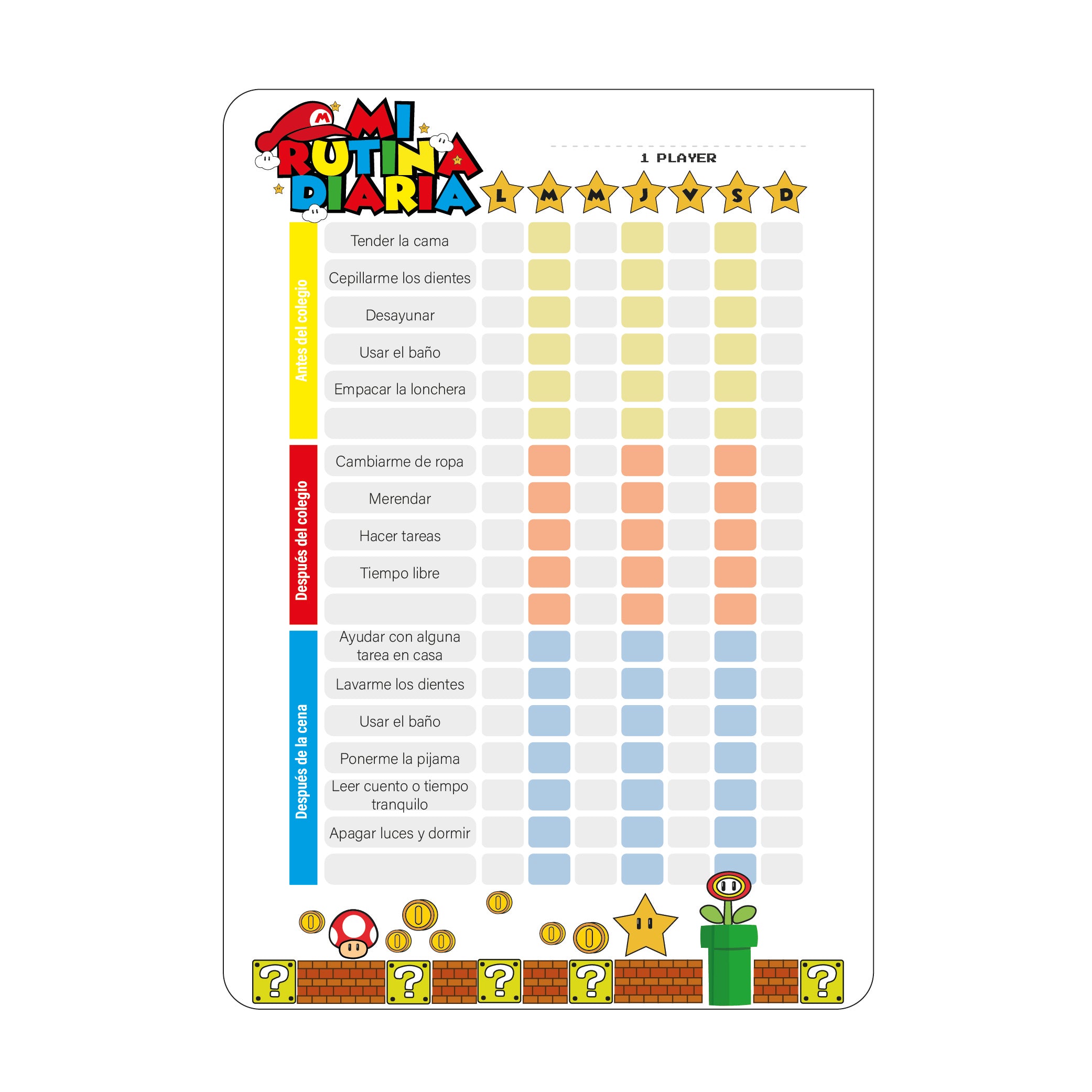 Rutina Diaria Magnética para Niños - Tablero recompensas