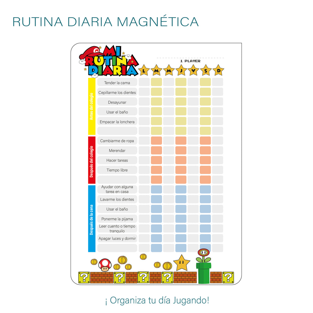 Rutina Diaria Magnética para Niños - Tablero recompensas